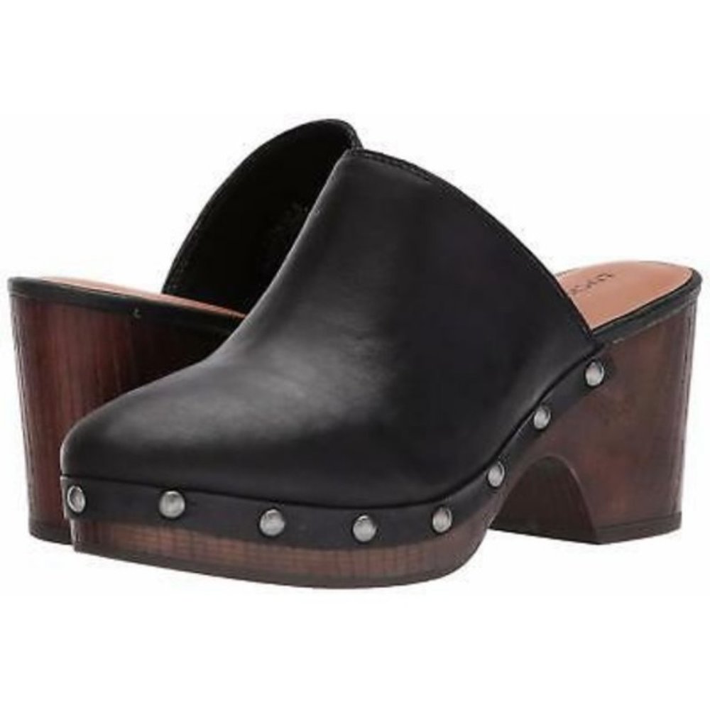 Lucky Brand Yeats studded leather heeled clogs 7.5